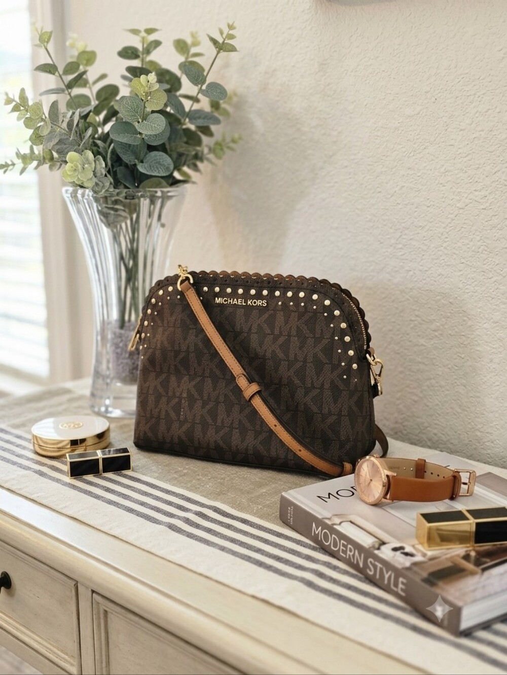 Michael Kors Cindy Scalloped Dome Crossbody Bag